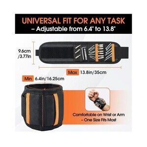 Magnetic Wristband UPGRADED with 15 Strong Magnets One Size Fits Most